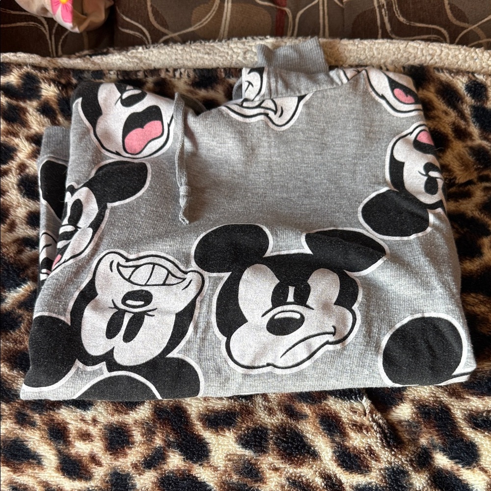 Gray Mickey Mouse Crop Hoodie